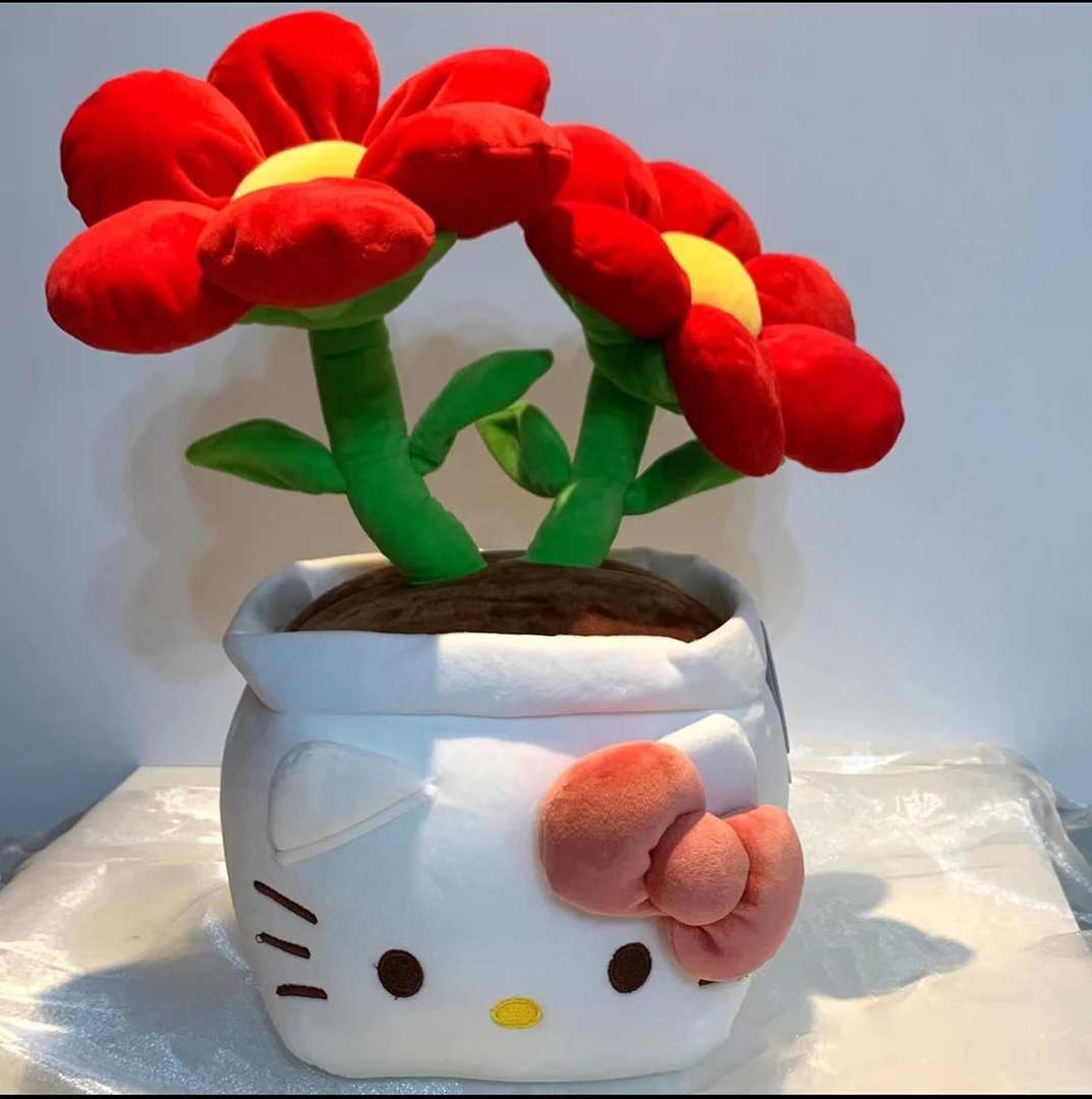 Hello Kitty正版三丽鸥授权KT特大号桌面盆栽生日礼物女生玩偶