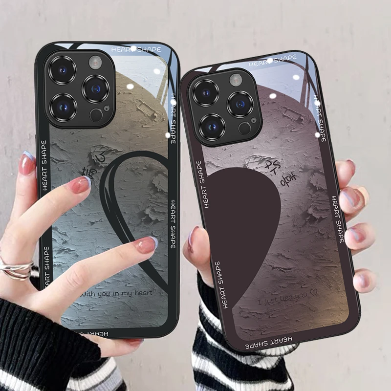 苹果15油画满心爱欢喜手机壳iphone14promax情侣新款高档高端网红