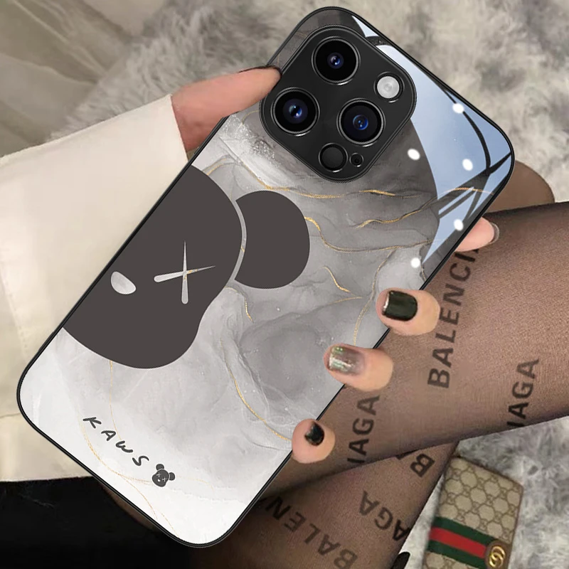 苹果14华为vivo水墨半边熊头手机壳情侣iphone13promax高级高潮牌