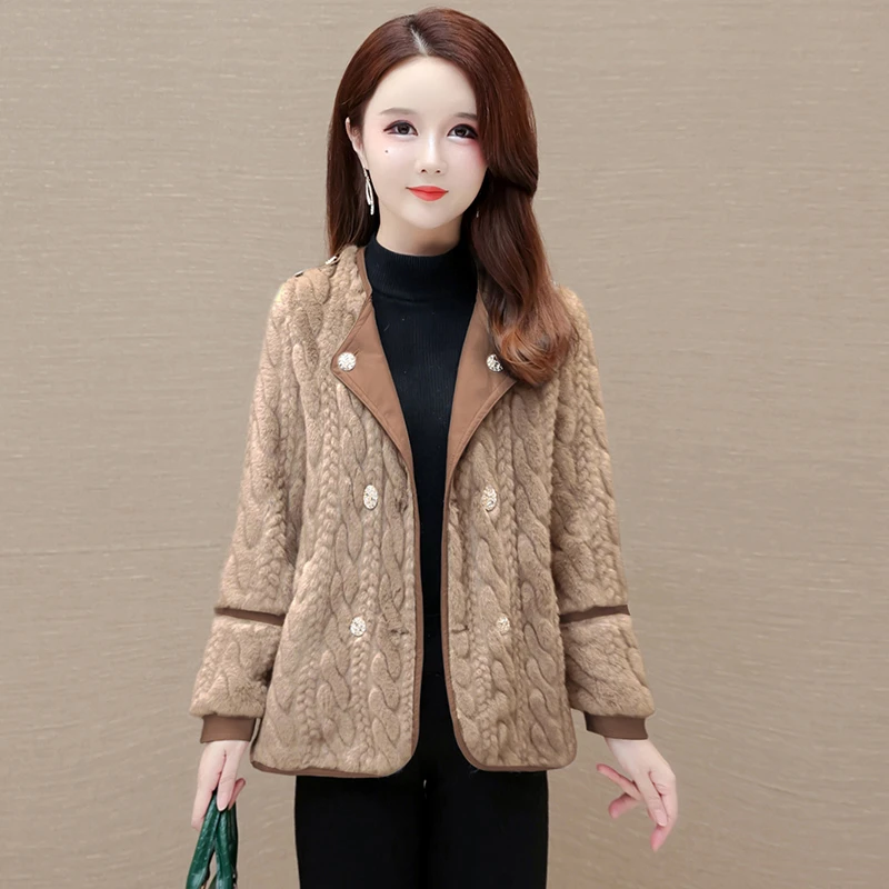 24冬季新款皮毛一体短款毛绒外套宽松遮肉时尚妈妈款保暖洋气上衣