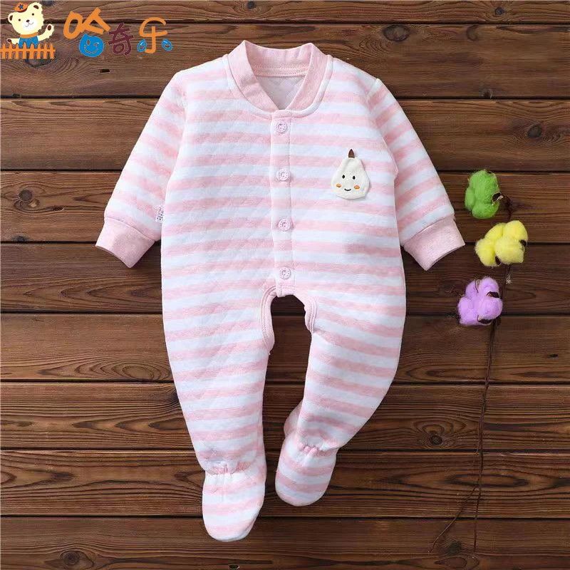 新生儿包脚保暖哈衣婴儿纯棉爬服宝宝春秋连体衣幼儿开裆连身衣