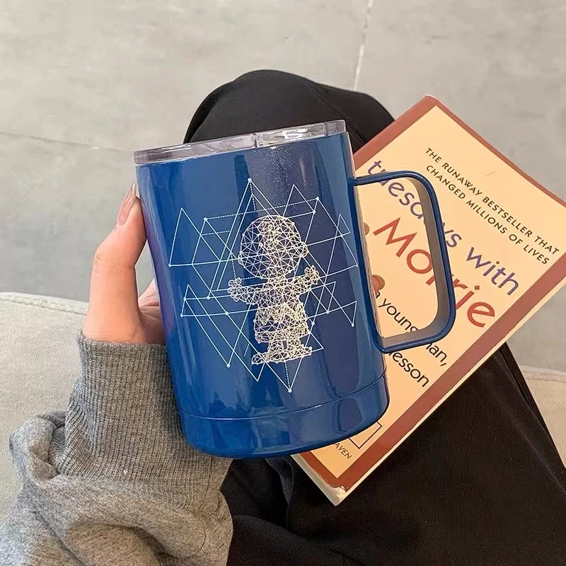 b093高颜值保温马克杯带盖不锈钢办公室水杯咖啡杯情侣创意