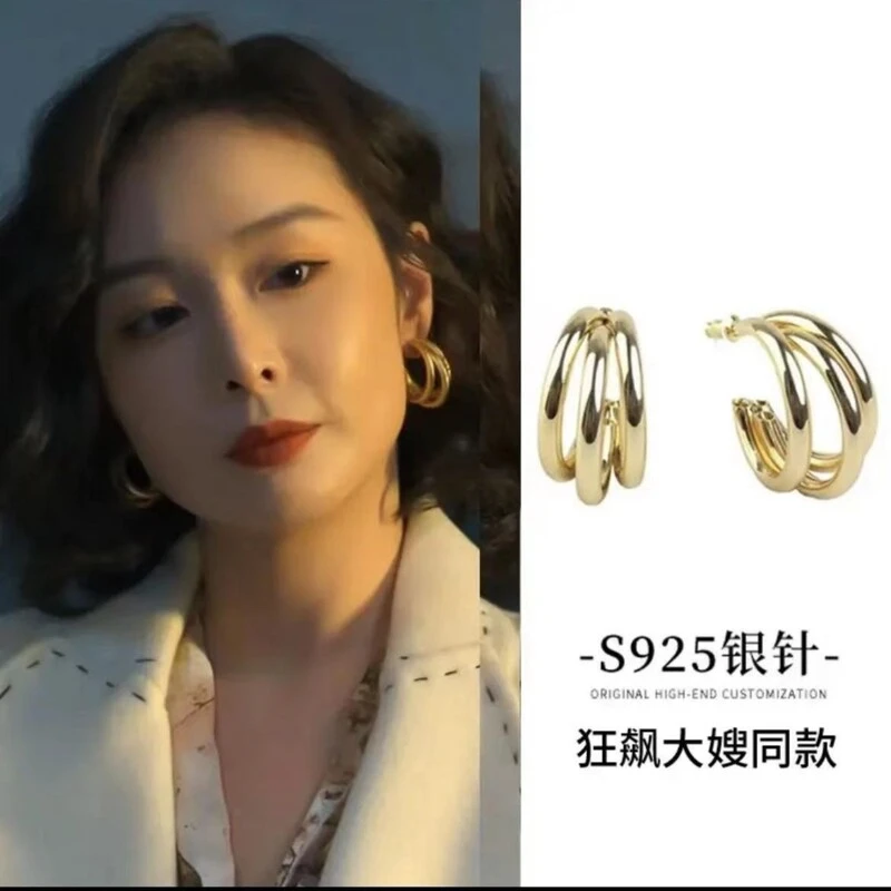 铜合金耳饰 欧美感冷淡耳圈潮夸张个性时尚法式气质网红耳饰 8015