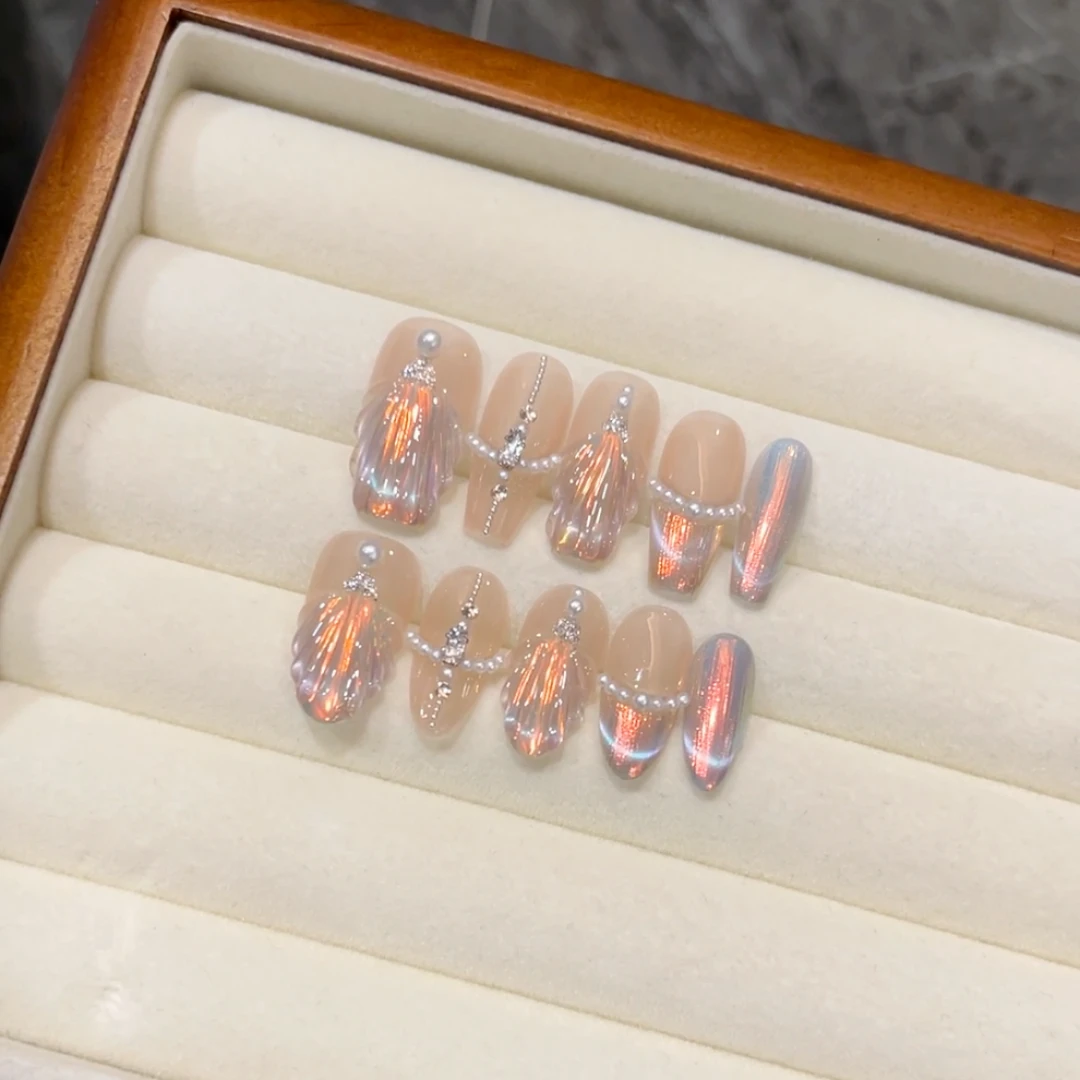 『虞美人』纯手工穿戴甲高端光疗美甲可拆卸假指甲贴气质显白