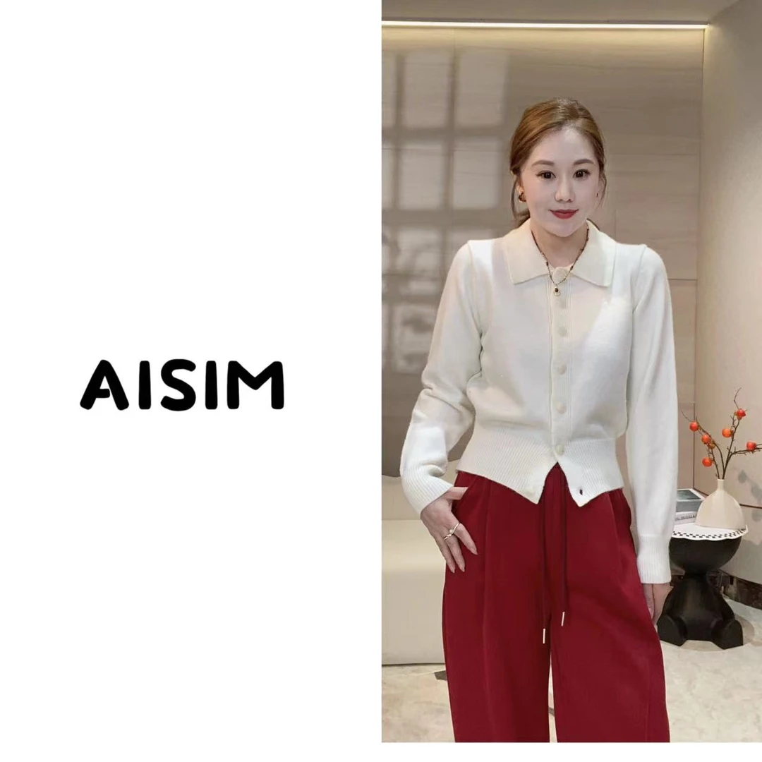 秋季气质翻领毛衣开衫  轻奢大气显瘦百搭