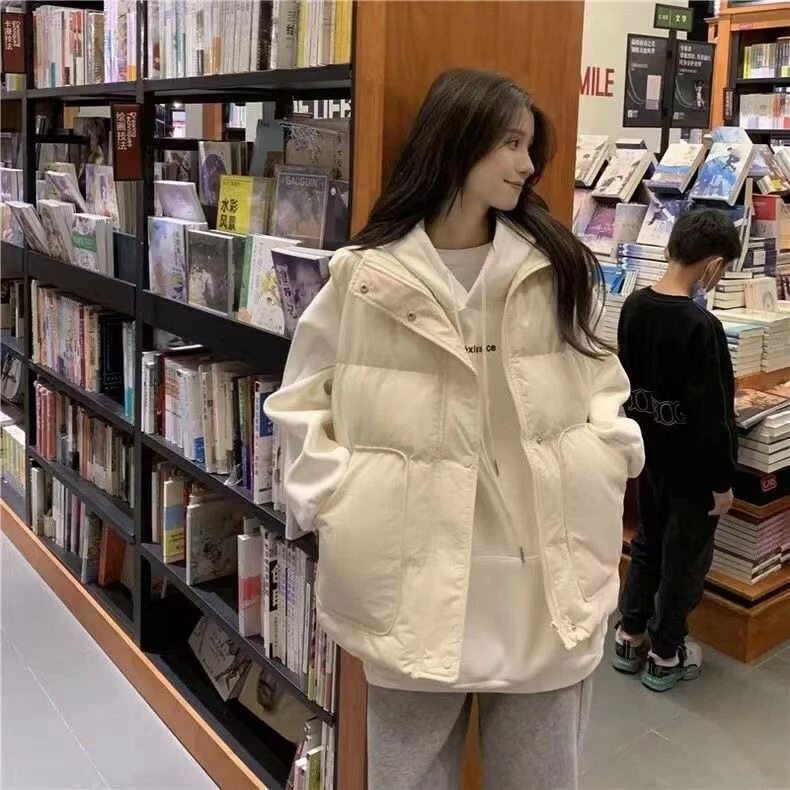 爆款秋冬季新款羽绒服马甲女网红百搭时尚学院风马夹棉衣宽松外同