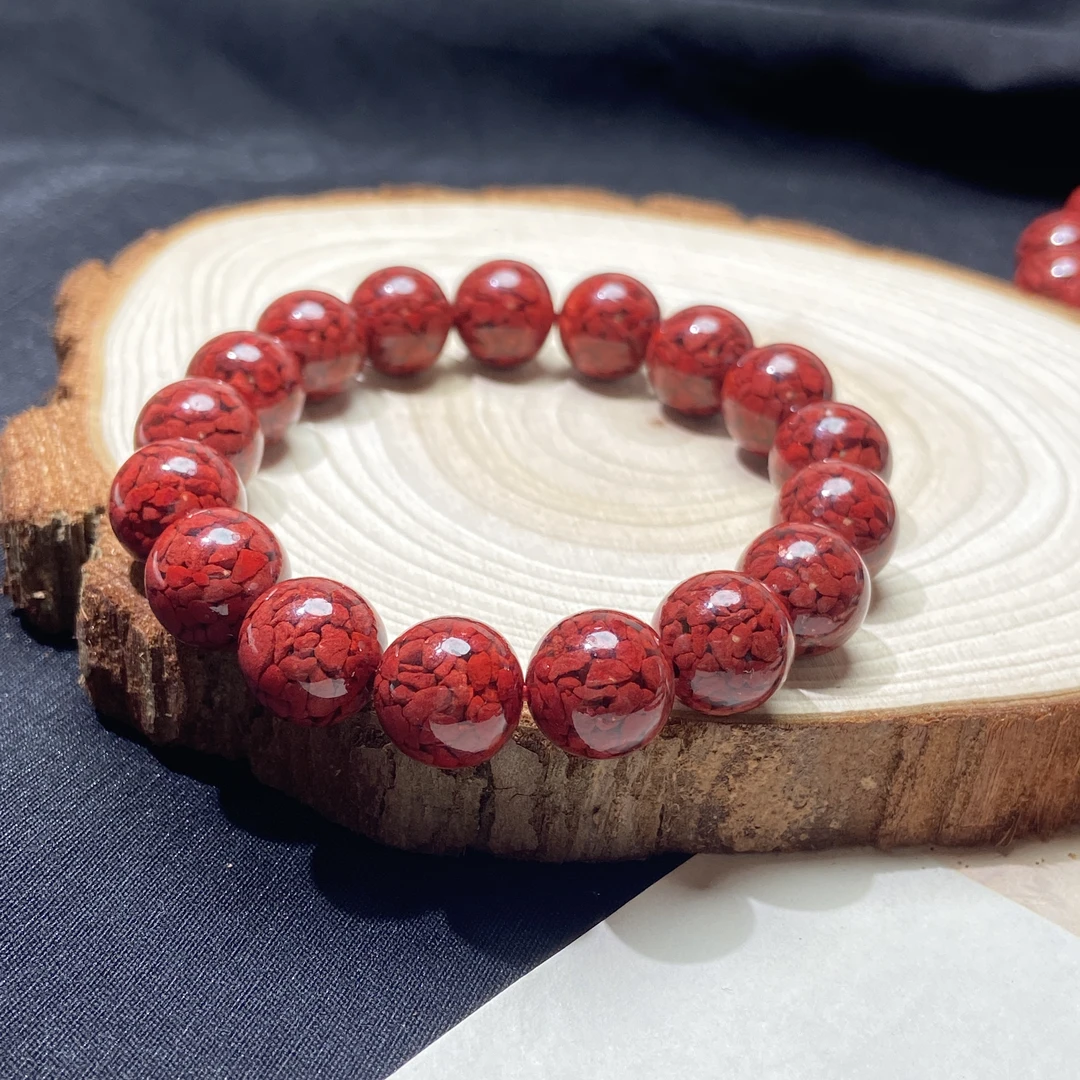 天然辰砂天然原矿晶体高含量朱砂手串12mm（多样性发一件）
