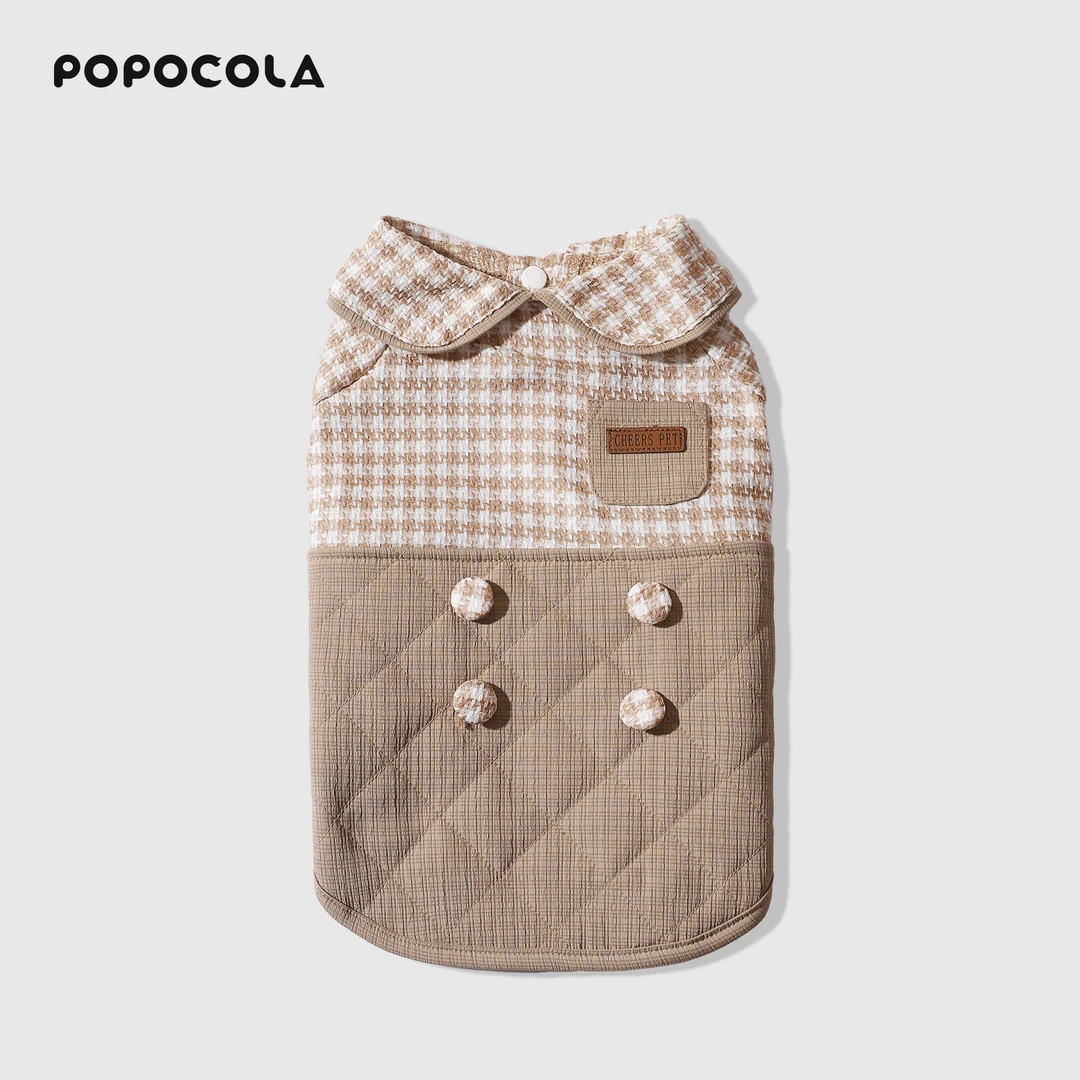 小狗狗衣服冬季马甲背心加绒加厚格子衣服秋冬款保暖猫咪比熊泰迪