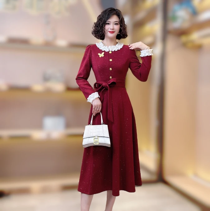 【香舍菲尔】85801-全-轻奢设计师款优雅气质修身时尚收腰连衣裙