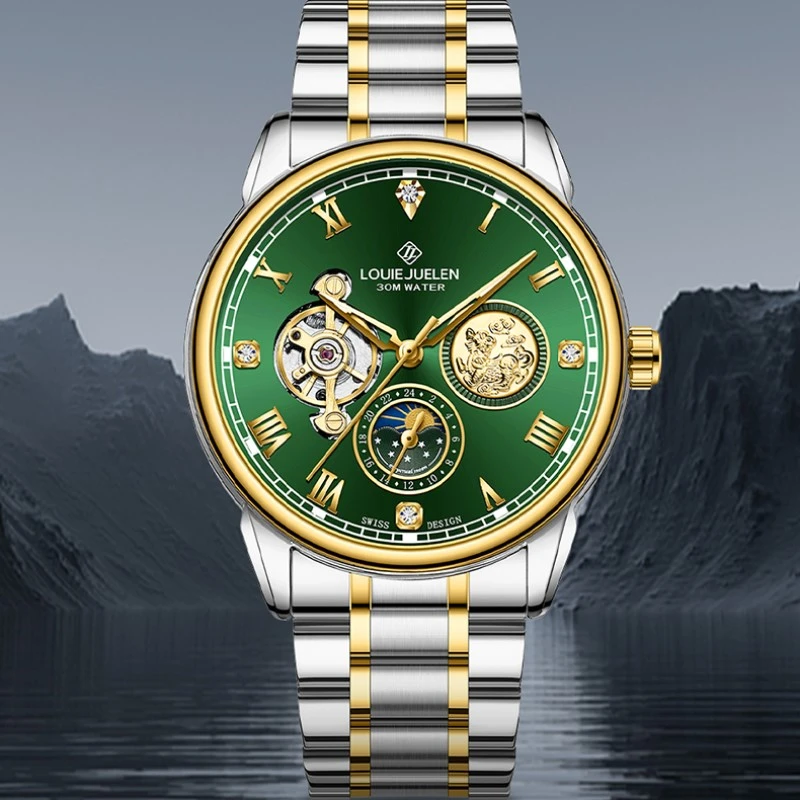 瑞士注册 路易爵伦 金麒麟系列 男士奢华机械腕表zjw