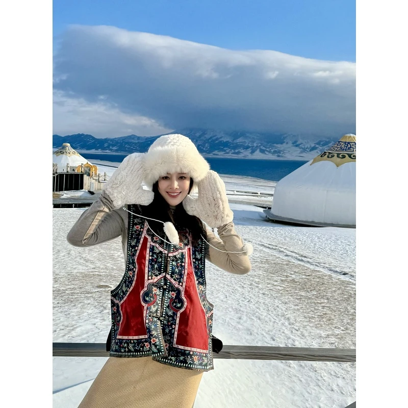 【曲入门】景衣国风红色圆领对襟手绣绣花款式百搭中式香云纱马甲