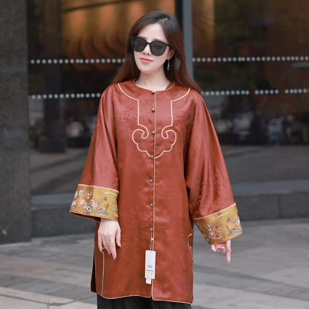 【塞垣春】景衣国风咖色对襟宽松上衣