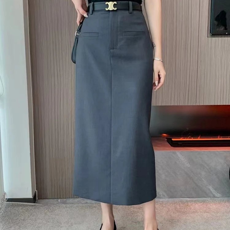 【欧若风】西装半身裙春夏高腰显瘦包臀开叉长裙子通勤显气质半裙