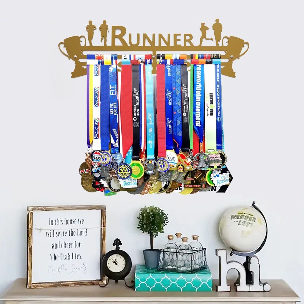 马拉松完赛奖牌挂架B款版权金属免打孔马拉松奖牌展示架