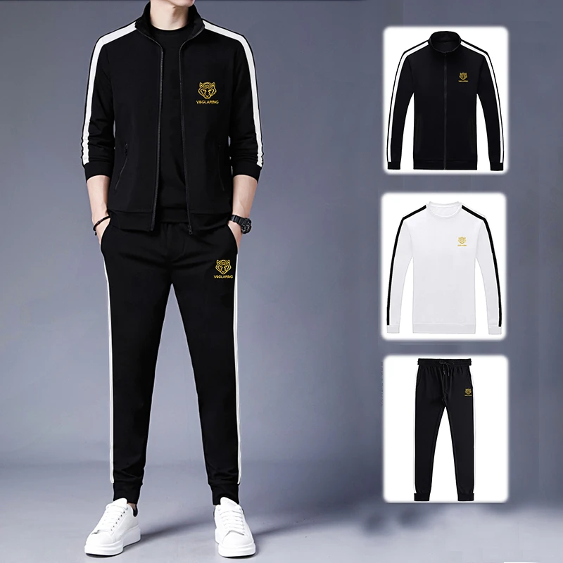 三件套（男女同款）刺绣标运动帅气休闲套装春秋季长袖秋冬时尚套装