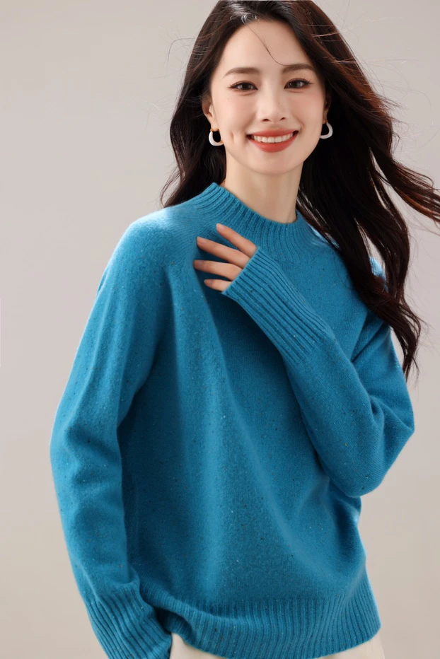 秋冬半高领羊毛套头衫时尚百搭针织长袖上衣