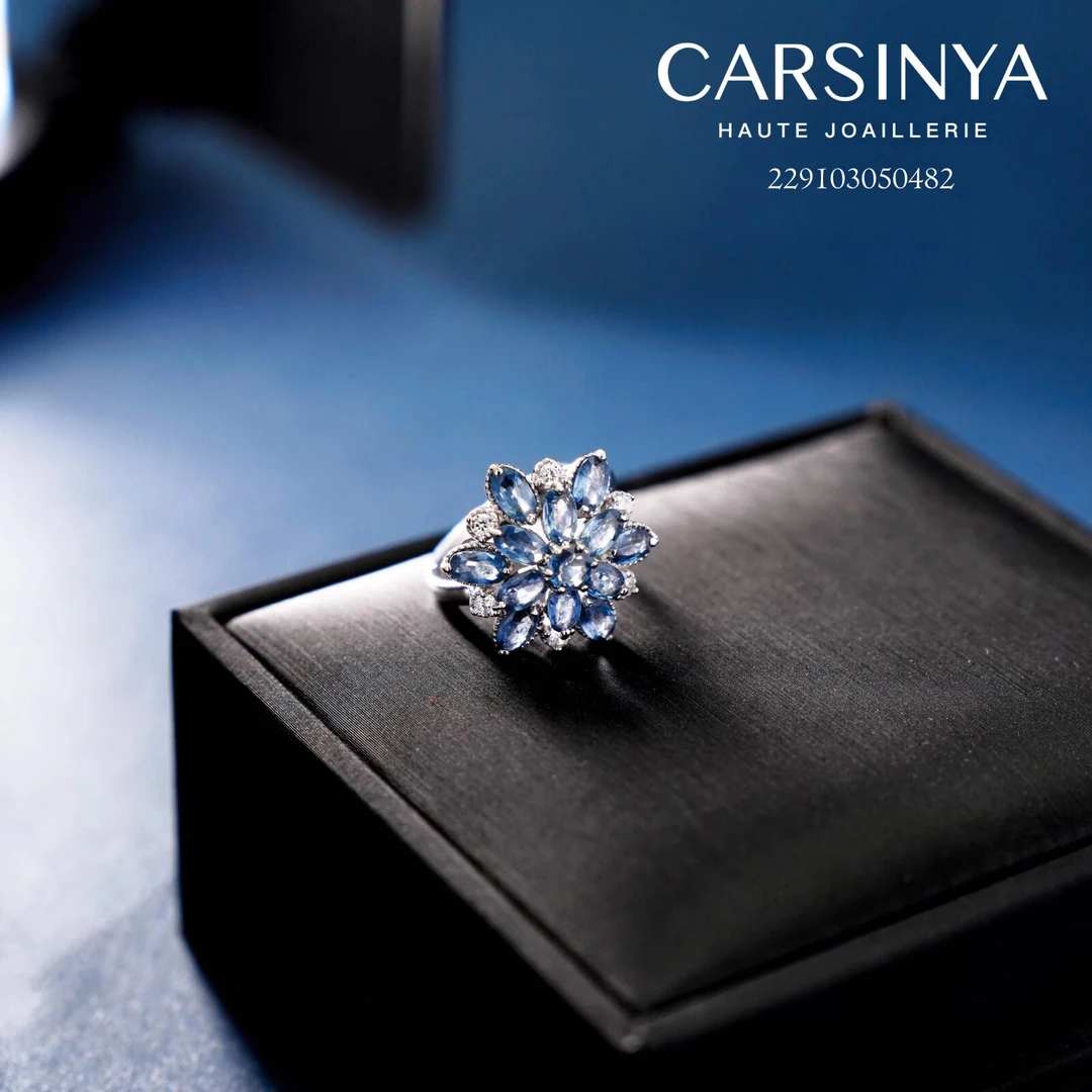 非金属合成锆石戒指 蓝水滴花型戒指229103050482