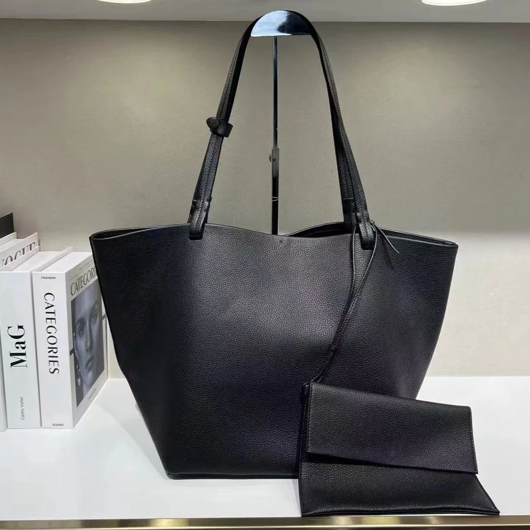 【京盛高定】荔面头层牛皮拼羊皮大号单肩托特包松弛感满满肩包简约