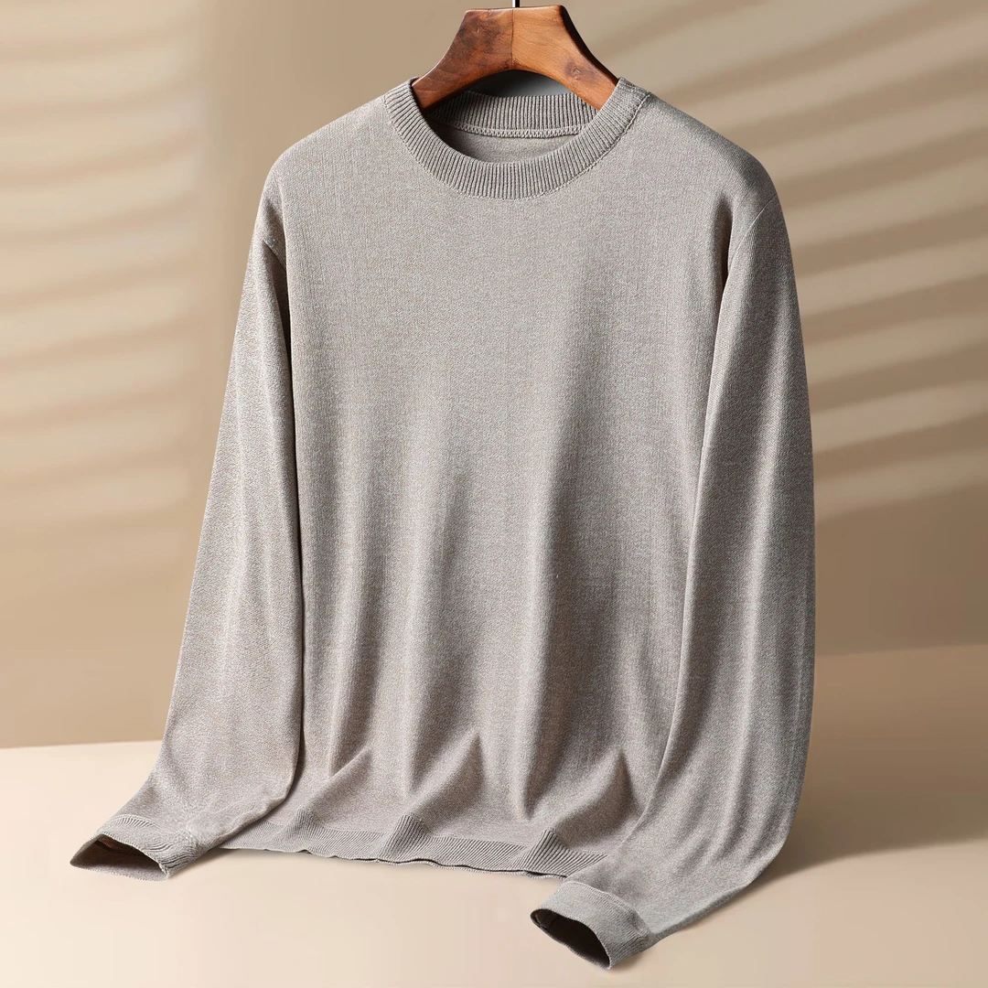 新款针织百搭休闲圆领打底混纺毛衫卫衣长袖时尚宽松纯色