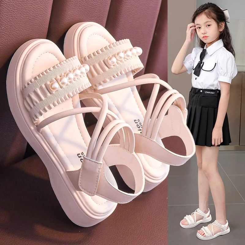 女童凉鞋2025夏季新款时尚女孩公主洋气儿童凉鞋软底防滑中大童鞋