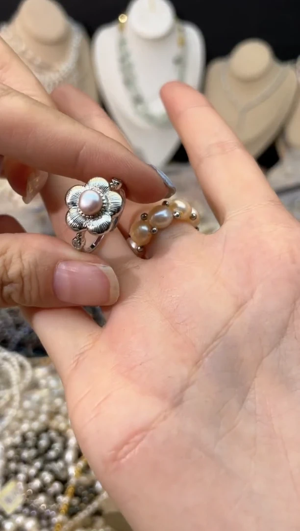 【闪购商品】淡水珍珠小花花（粉色）未镶嵌精工镶嵌（戒指）