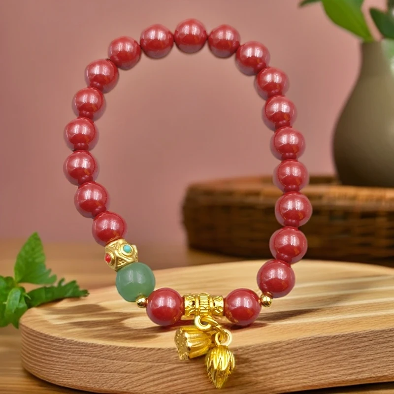 含辰砂工艺品【本命年】帝王砂莲蓬女士单圈手串