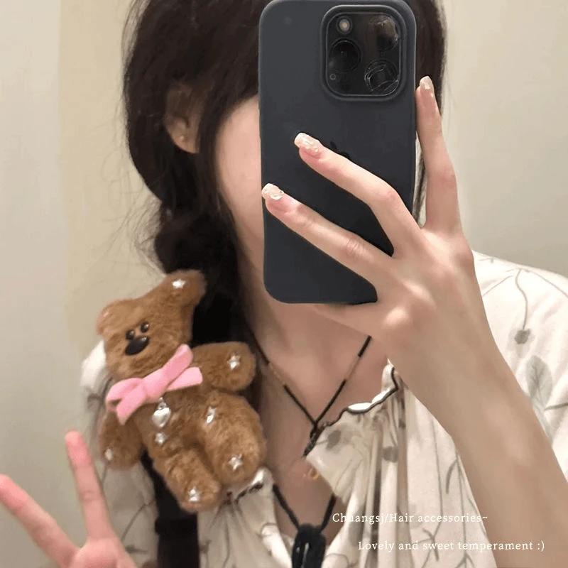 会吱吱叫的小熊掰掰夹憨豆先生毛绒泰迪熊玩偶挂件bb发夹