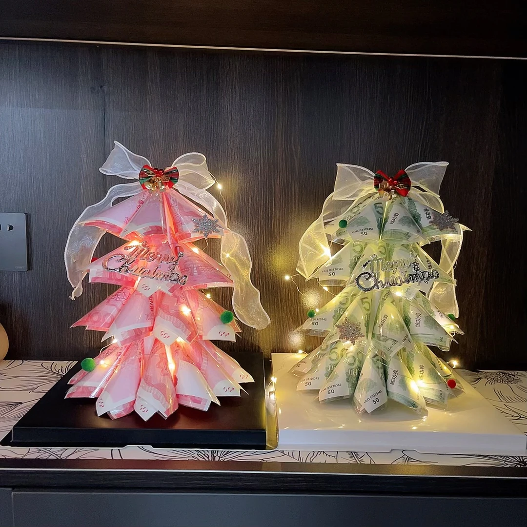 手工圣诞树diy有钱花生日礼物盒仿真花包装盒材料包套装送女友