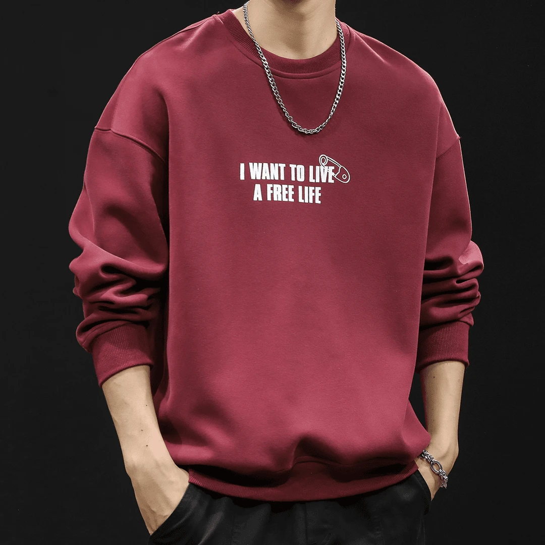 美式高端秋冬男上衣长袖卫衣套头潮流圆领宽松休闲男士百搭打底衫