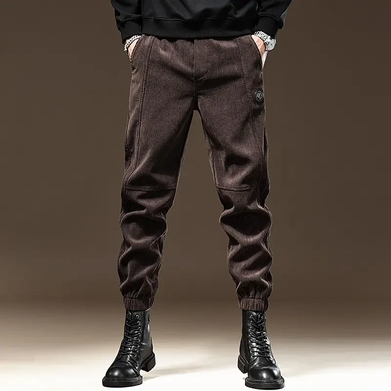高端裤子男款秋冬裤子男士新款爆款松紧腰小脚潮牌男裤裤子卫裤男