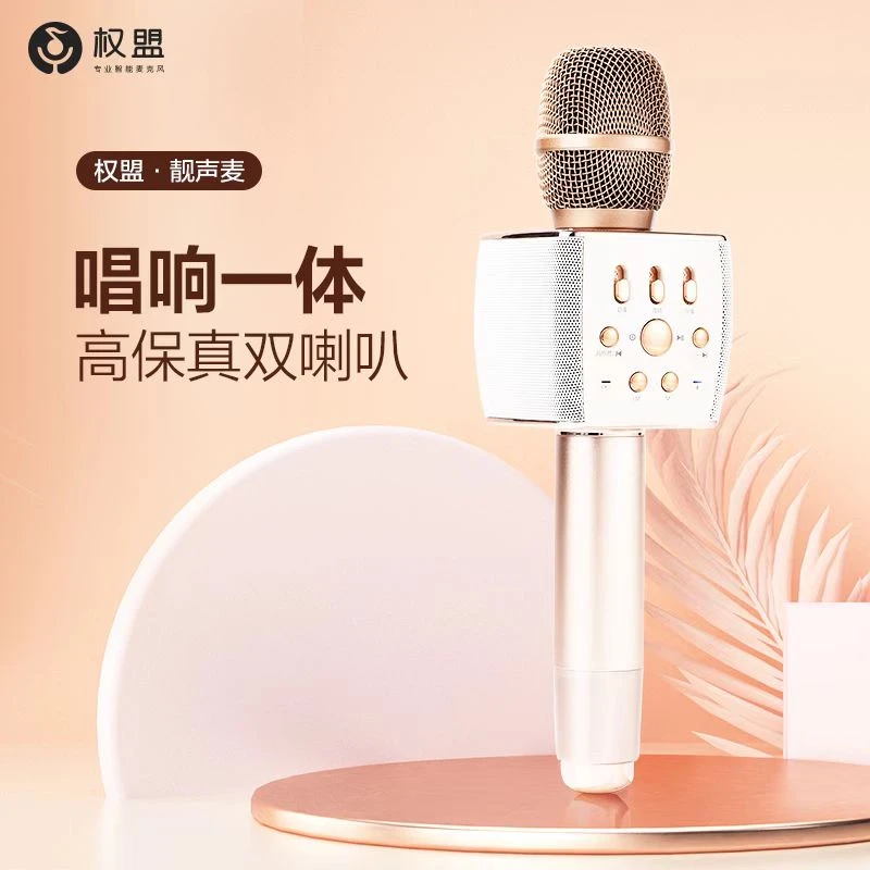 权盟靓声麦手机唱歌自带话筒音响一体麦克风无线蓝牙家用户外练歌