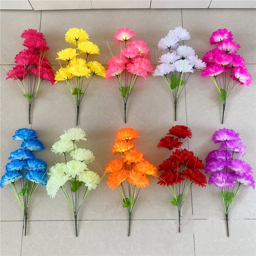 仿真菊花牡丹花玫瑰花塑料花假花绢花花束装饰摆件祝福花摆放