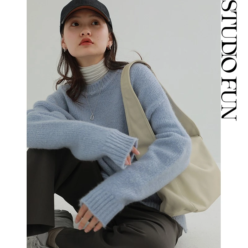 StudioFun 百搭时尚头层牛皮单肩包斜挎真皮包