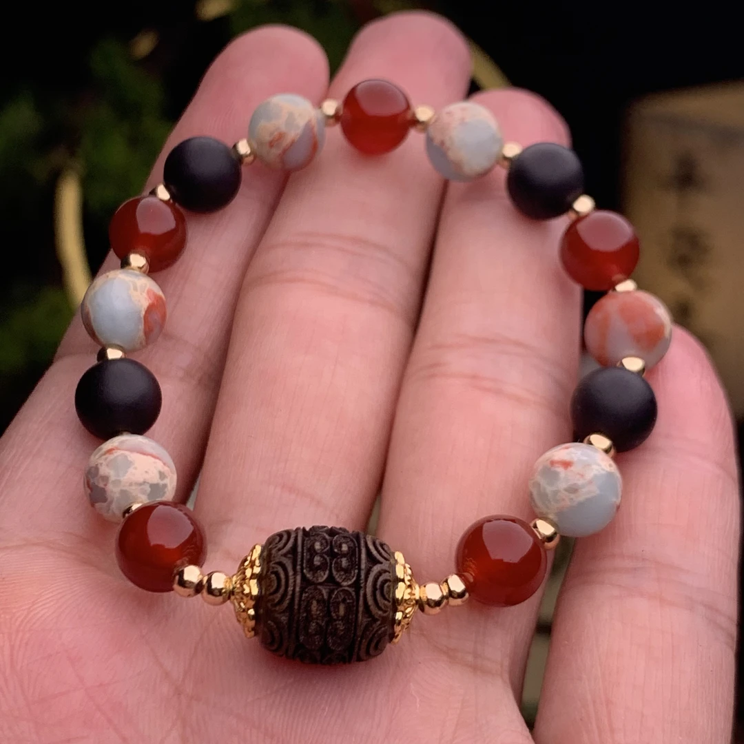 「回纹路路通」降真香红玛瑙多巴胺款新国风原创