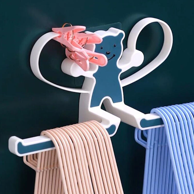 衣架收纳架免打孔多功能阳台整理架放夹子家用收纳挂钩晾衣架神器