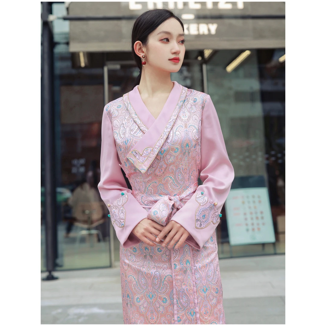 【雍嘉娜】藏装女藏服新品春夏时尚粉色系传统复古