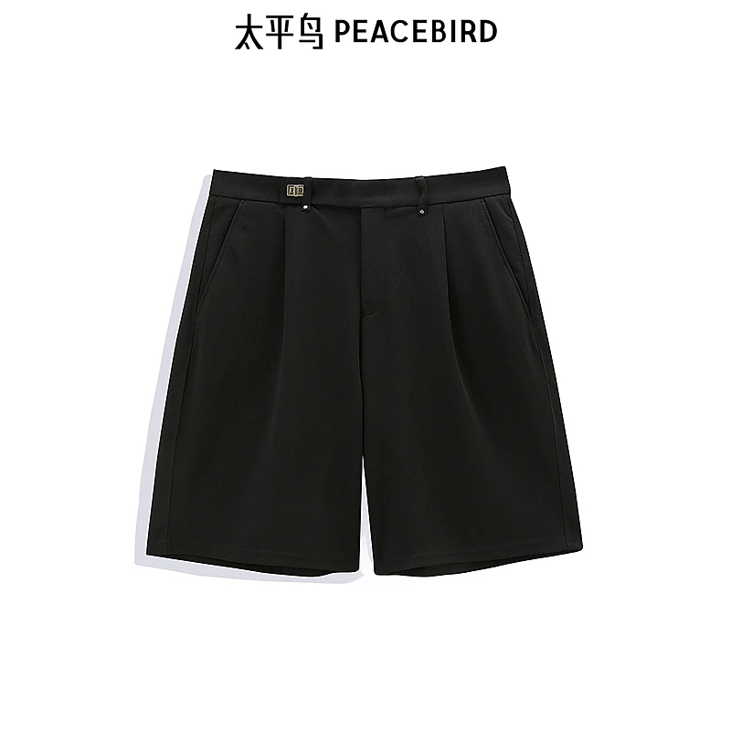 【商场同款】太平鸟男装休闲中短裤夏黑色商务西裤 B1GCE2C09