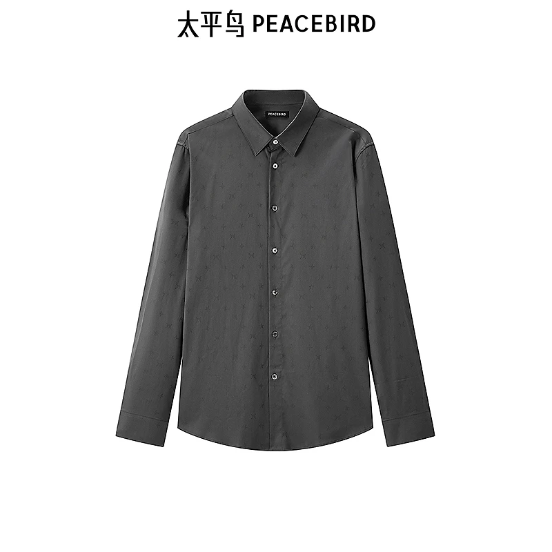 【商场同款】太平鸟男装衬衫满版暗纹提花衬衣男士春季B1CAE3X30