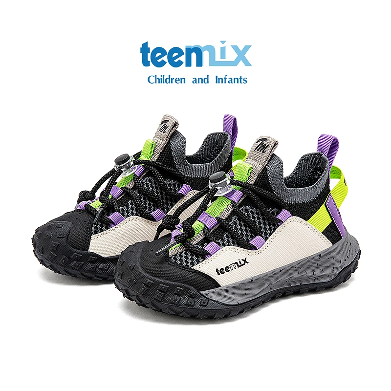 Teemix/天美意儿童运动鞋飞织透气中大童跑步鞋男童春秋女孩女童