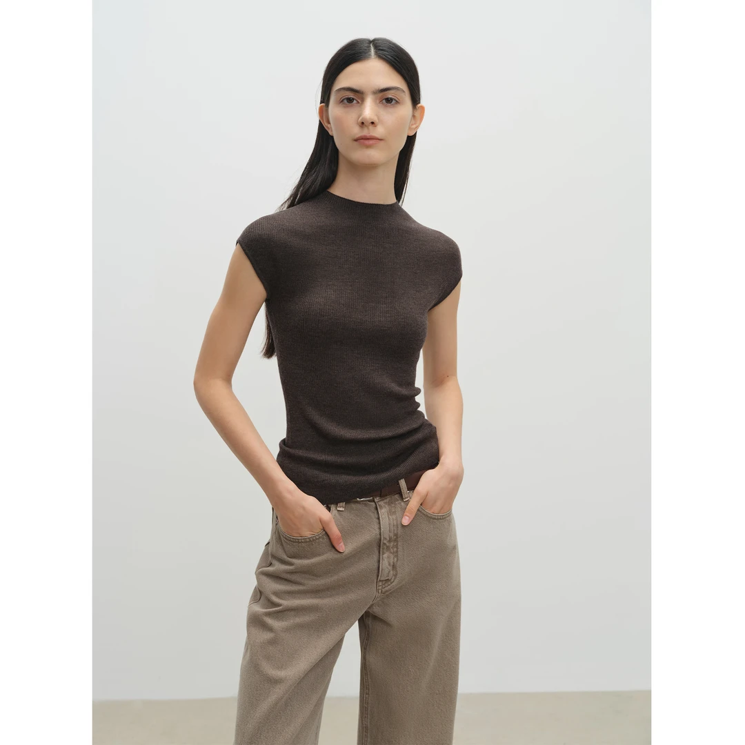 MSBEAST扬子120S羊毛无缝显瘦小高领包肩短袖针织打底衫长/短款