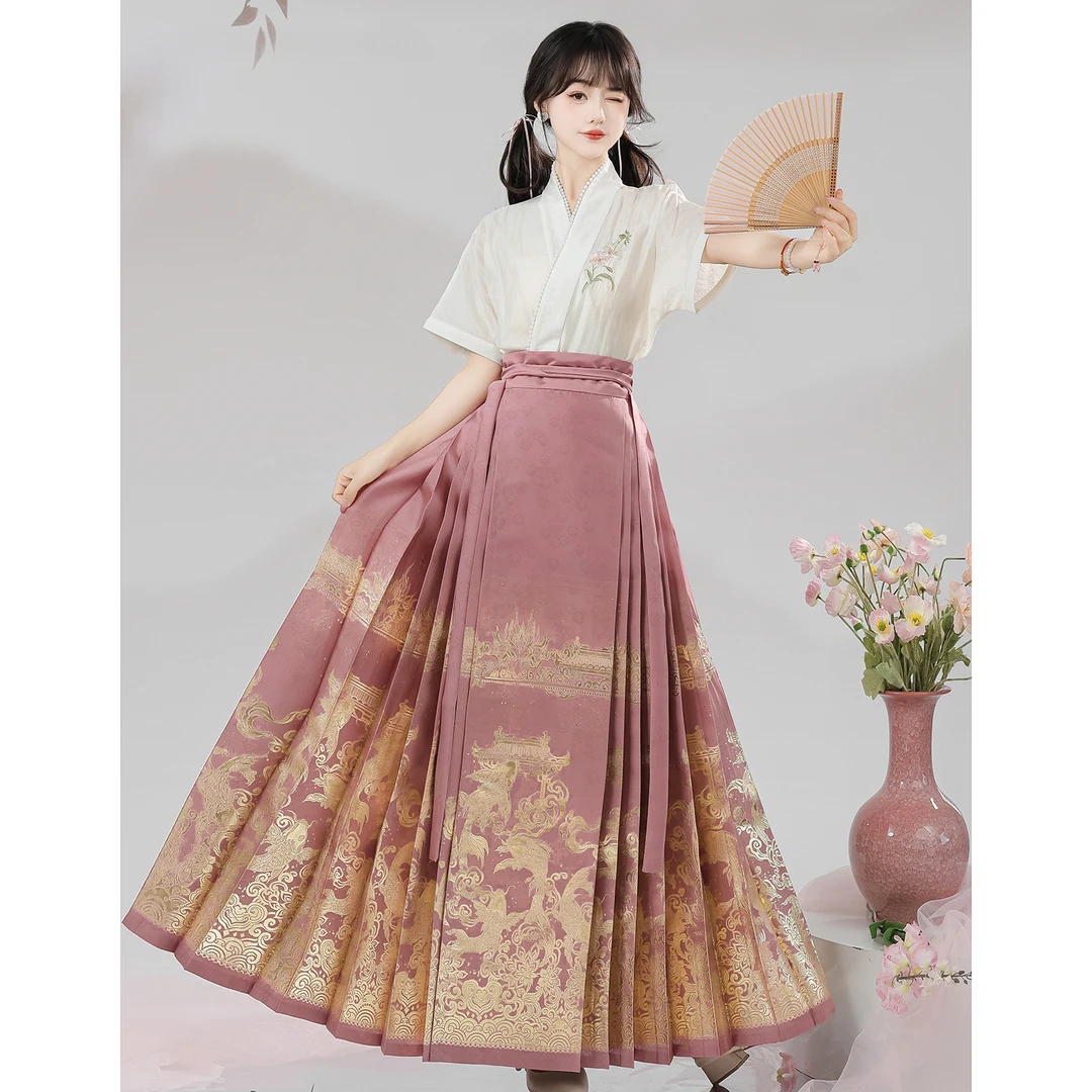 素羽华裳 梦鲤 马面裙套装2024新款明制汉服日常可穿新中式国风夏