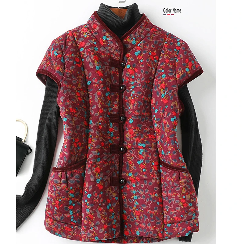 妈妈夹棉马甲中老年人奶奶中式民族风开衫大码马甲坎肩200斤加肥