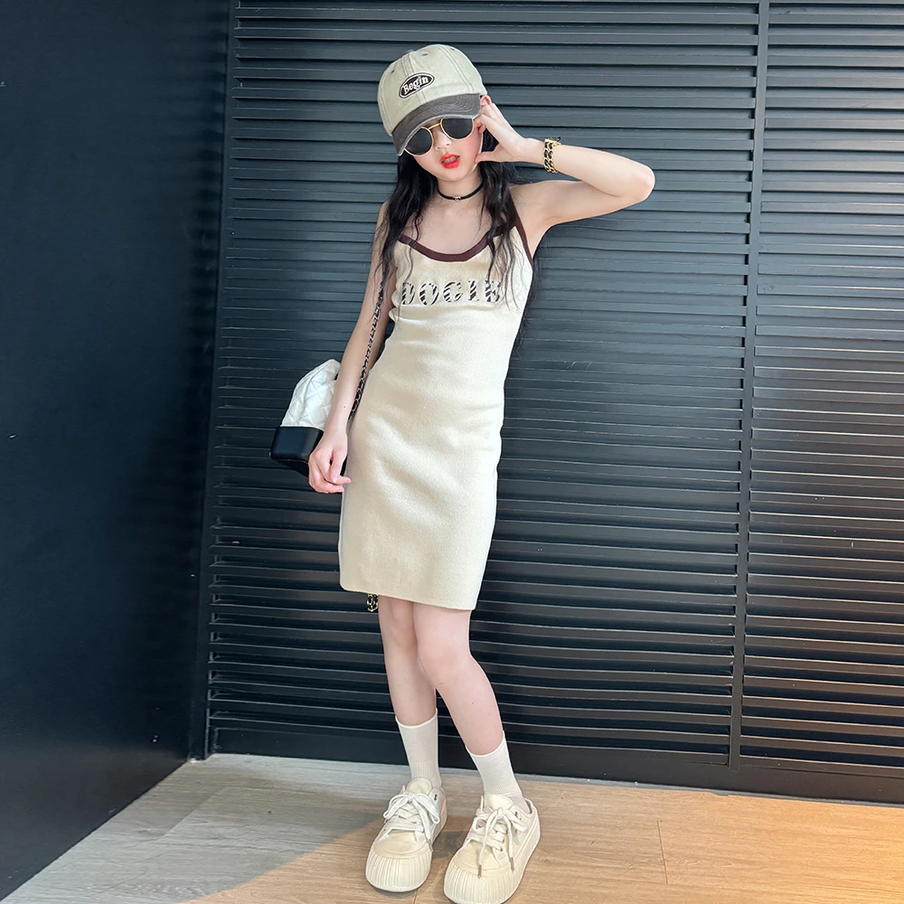 大童女装2024夏款吊带连衣裙儿童夏季背心裙子女童洋气夏装包臀裙