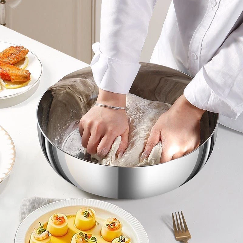 32CM加厚不锈钢卷边防割手大容量厨房和面盆加深揉面盆