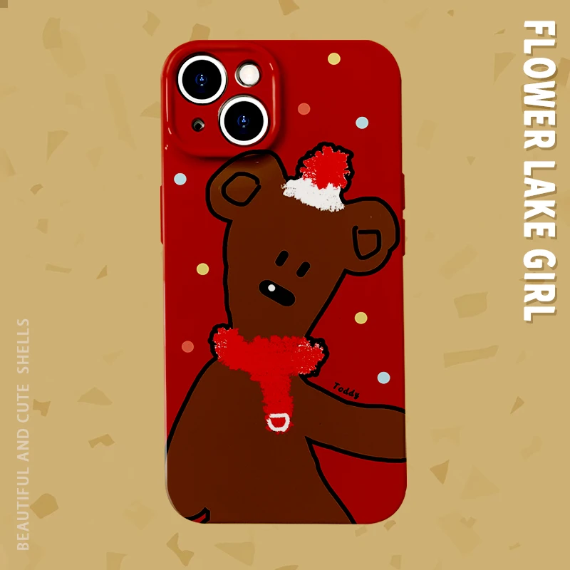圣诞小熊苹果/iPhone11promax华为mate60女生手机壳全包菲林硬壳