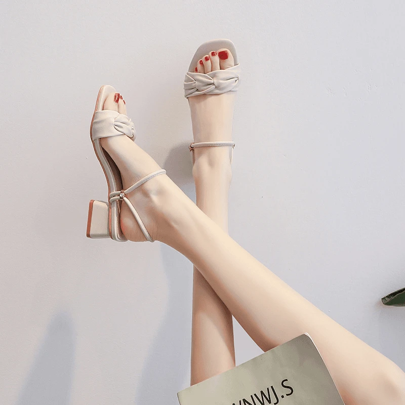 【S2025】真软两穿包头凉拖鞋女粗跟2025新款夏中跟半拖外穿高跟g