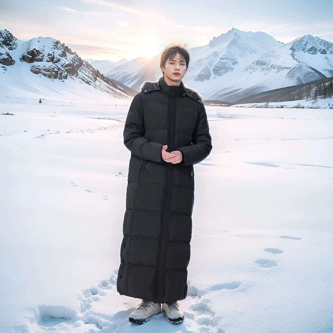 民族风秋冬新款连帽白鸭绒羽绒服新中式显瘦90绒过膝中年妈妈外套