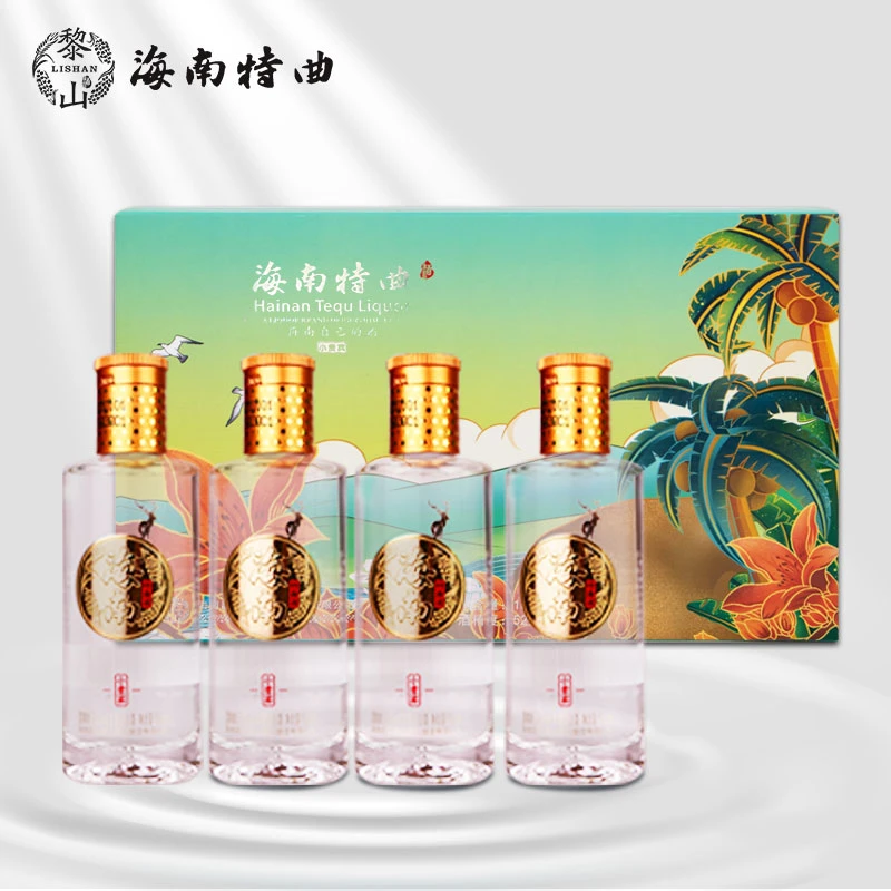 黎山海南特曲 小贵宾浓香型白酒52度纯粮食100ml*4瓶 礼盒52度