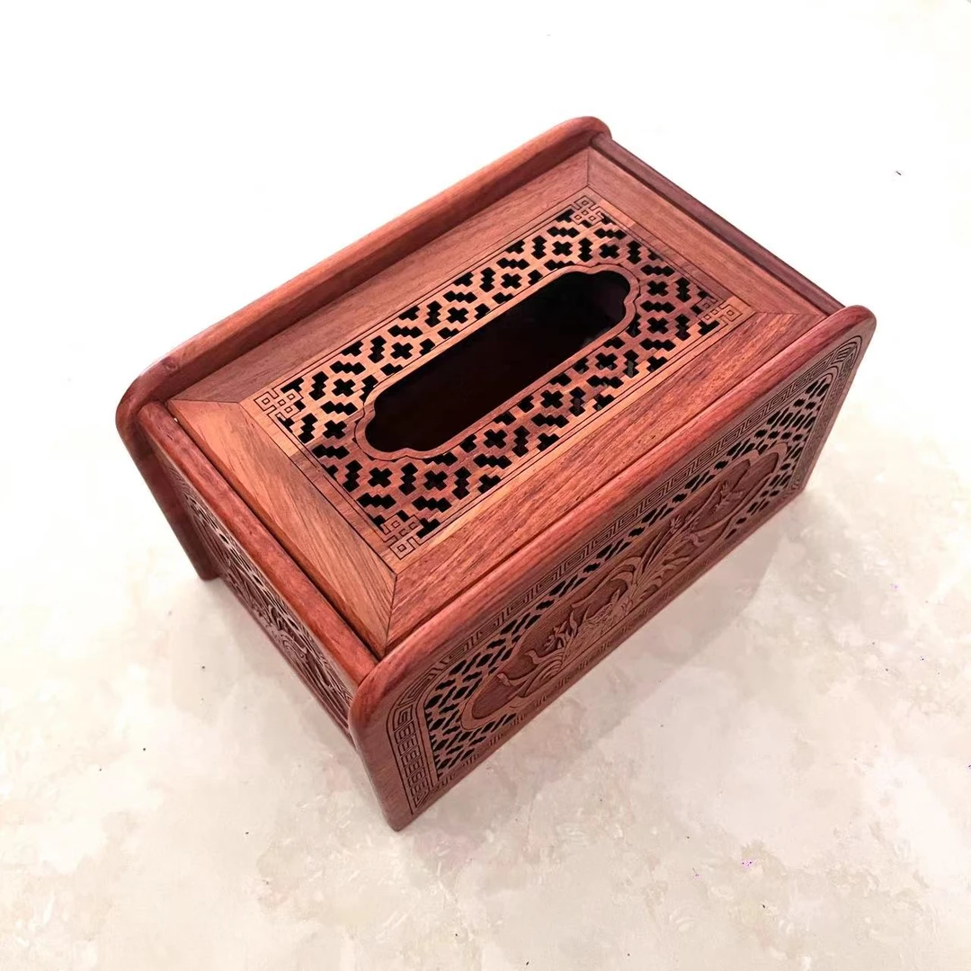 缅甸 花梨木纸巾盒 原木榫卯拼接 木香浓郁 19.5*12*10.5cm
