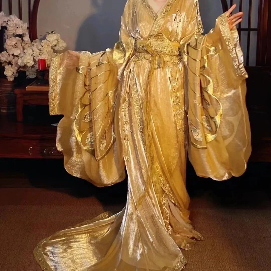 汉服魏晋风直裾长衫战国袍重工刺绣超仙汉服大袖套装